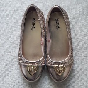 Girls sparkly rose gold flats
